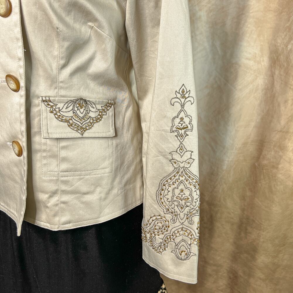 Vintage Boho Beaded Military Jacket 90s Double Breasted Hippie Festival Retro - Picture 5 of 11